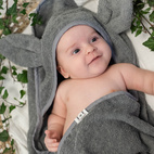 Hooded towel rabbit grey GOTS