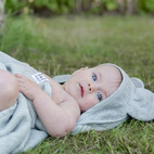 Hooded towel rabbit silver grey GOTS