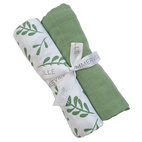 Muslin 2-pack floral basil GOTS