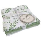 Muslin 4-pack floral green GOTS