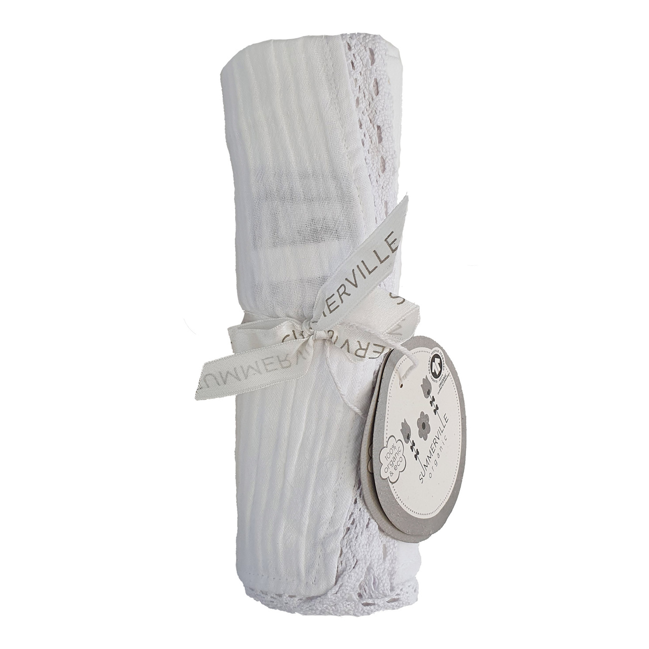 Crinkle swaddle lace white GOTS