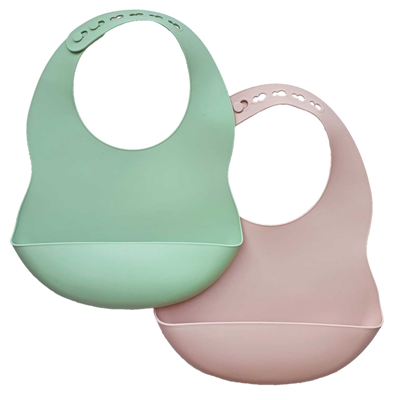 Bib silicone 2-pack green-mauve