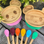 Kids bamboo tableware mouse yellow