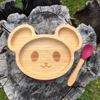 Kids bamboo tableware mouse red