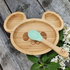 Kids bamboo tableware mouse cameo green