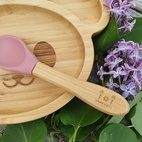Kids bamboo tableware mouse dusty rose