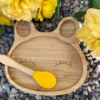 Kids bamboo tableware rabbit yellow