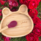 Kids bamboo tableware rabbit red