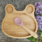 Kids bamboo tableware rabbit pale mauve