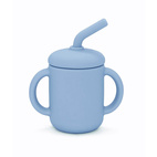 Cup with straw silicone stone blue