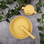 Plate and spoon silicone ochre