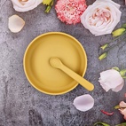 Plate and spoon silicone ochre