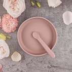 Plate and spoon silicone pale mauve