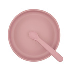 Plate and spoon silicone pale mauve