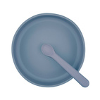 Plate and spoon silicone stone blue