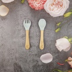 Spoon and fork bamboo silver grey