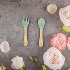 Spoon and fork bamboo cameo green