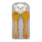 Spoon and fork bamboo ochre