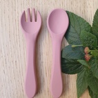 Spoon and fork silicone dusty rose