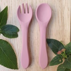Spoon and fork silicone dusty rose