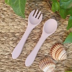 Spoon and fork silicone pale mauve