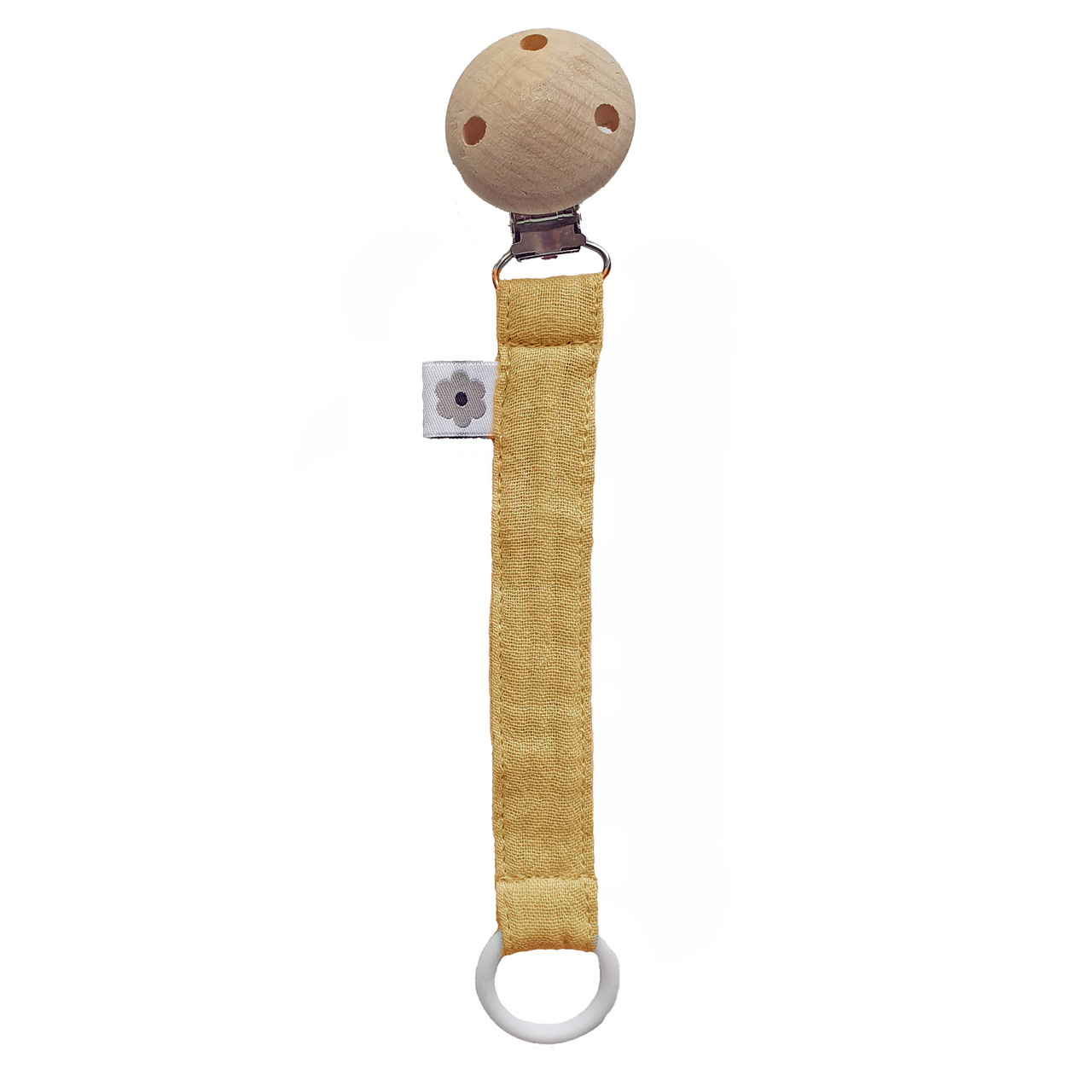 Pacifier clip muslin ochre