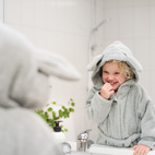 Bath robe rabbit silver grey GOTS