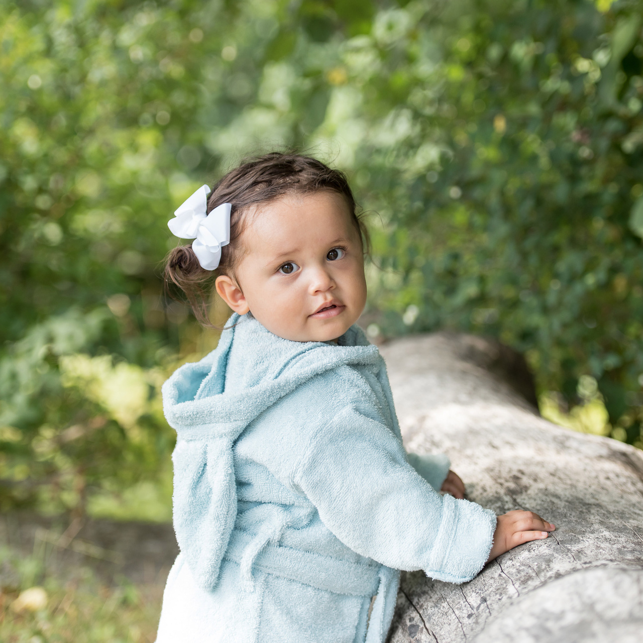 Bath robe rabbit ice blue 98/104 GOTS