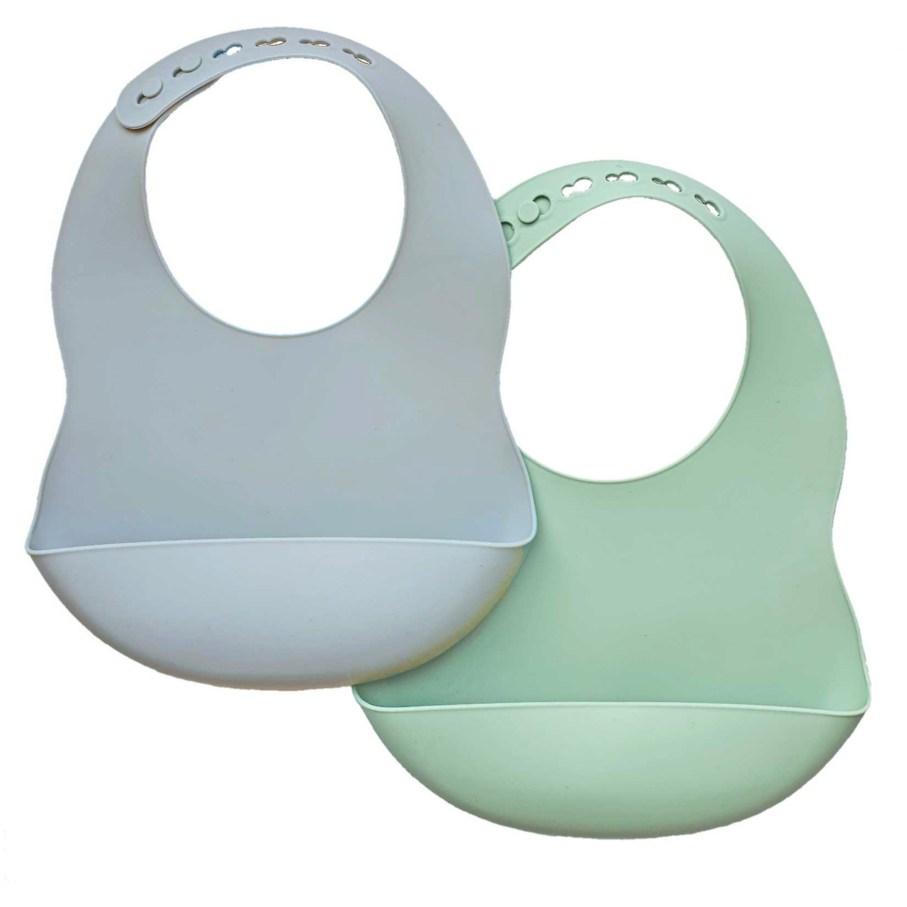 Bib silicone 2-pack grey-green