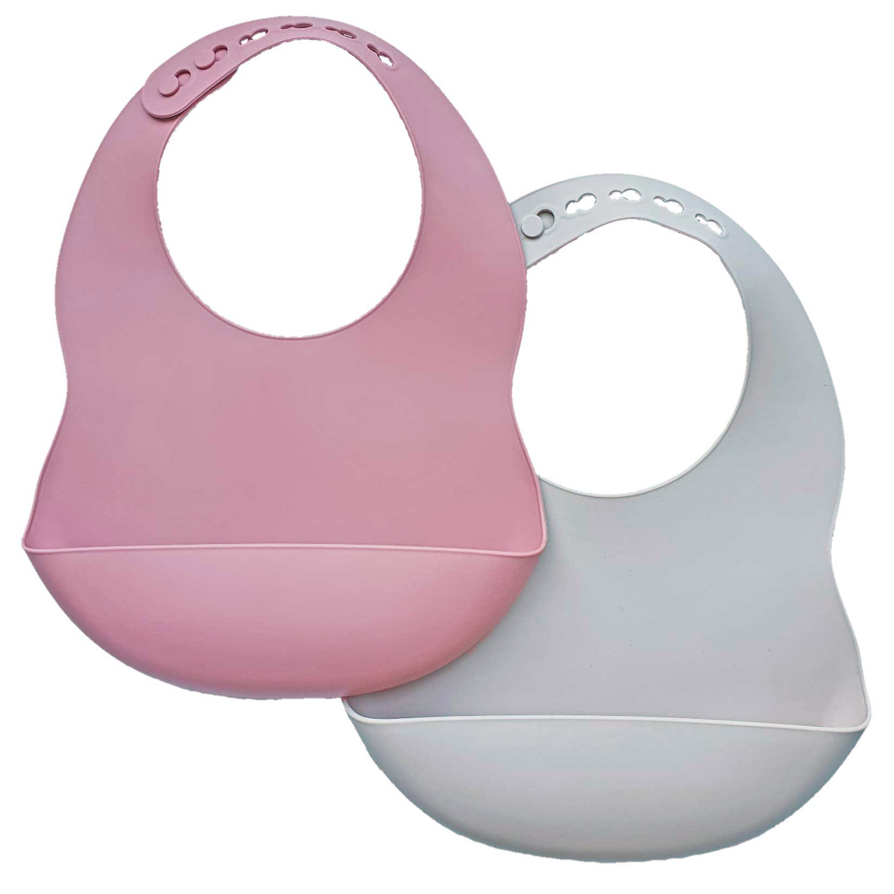 Bib silicone 2-pack grey-rose