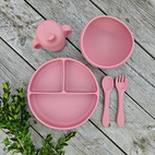 Feeding set 5 pcs silicone dusty rose