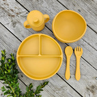 Feeding set 5 pcs silicone ochre