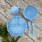 Feeding set 5 pcs  silicone stone blue