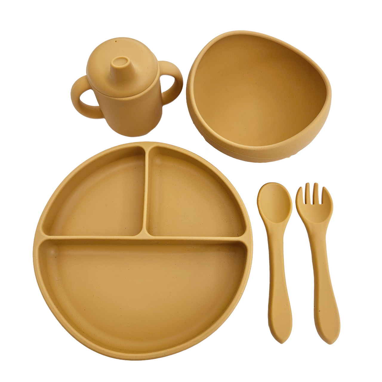 Feeding set 5 pcs silicone ochre