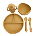 Feeding set 5 pcs silicone ochre