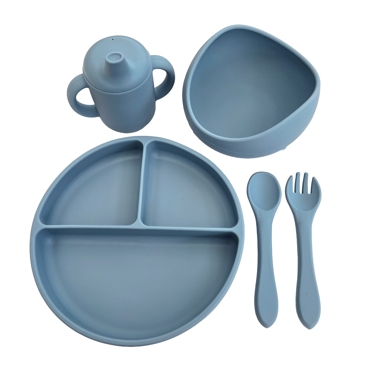Feeding set 5 pcs  silicone stone blue