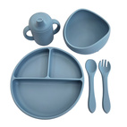 Feeding set 5 pcs  silicone stone blue