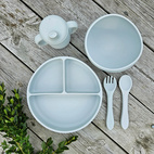 Matset 5 delar silikon silver grey