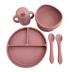 Feeding set 5 pcs silicone dusty rose