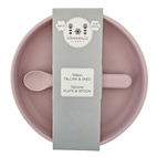 Plate and spoon silicone pale mauve