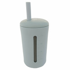 Cup with straw 200 ml silver grey