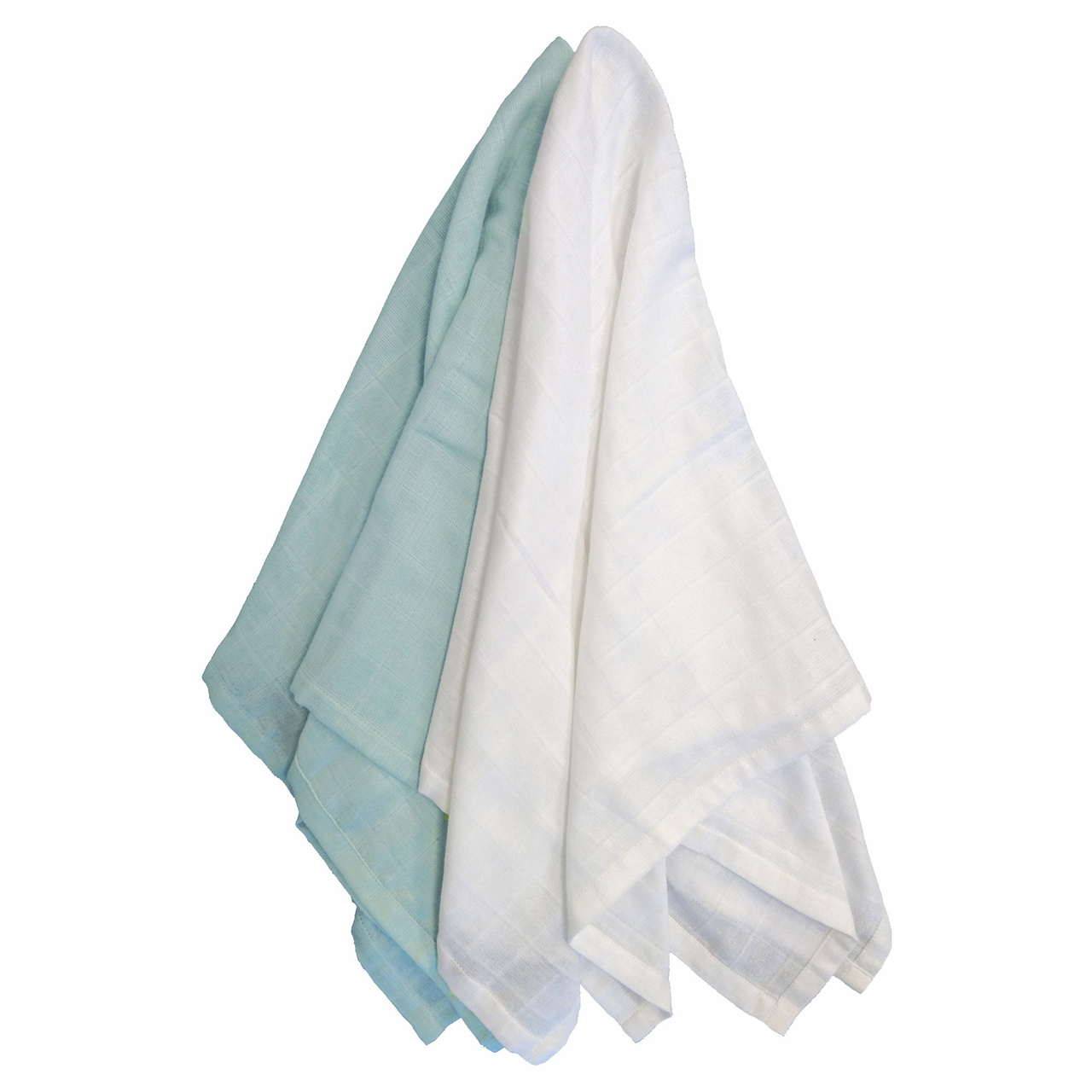 Muslin 2-pack ice blue + white GOTS