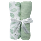 Muslin 2-pack tropical green GOTS