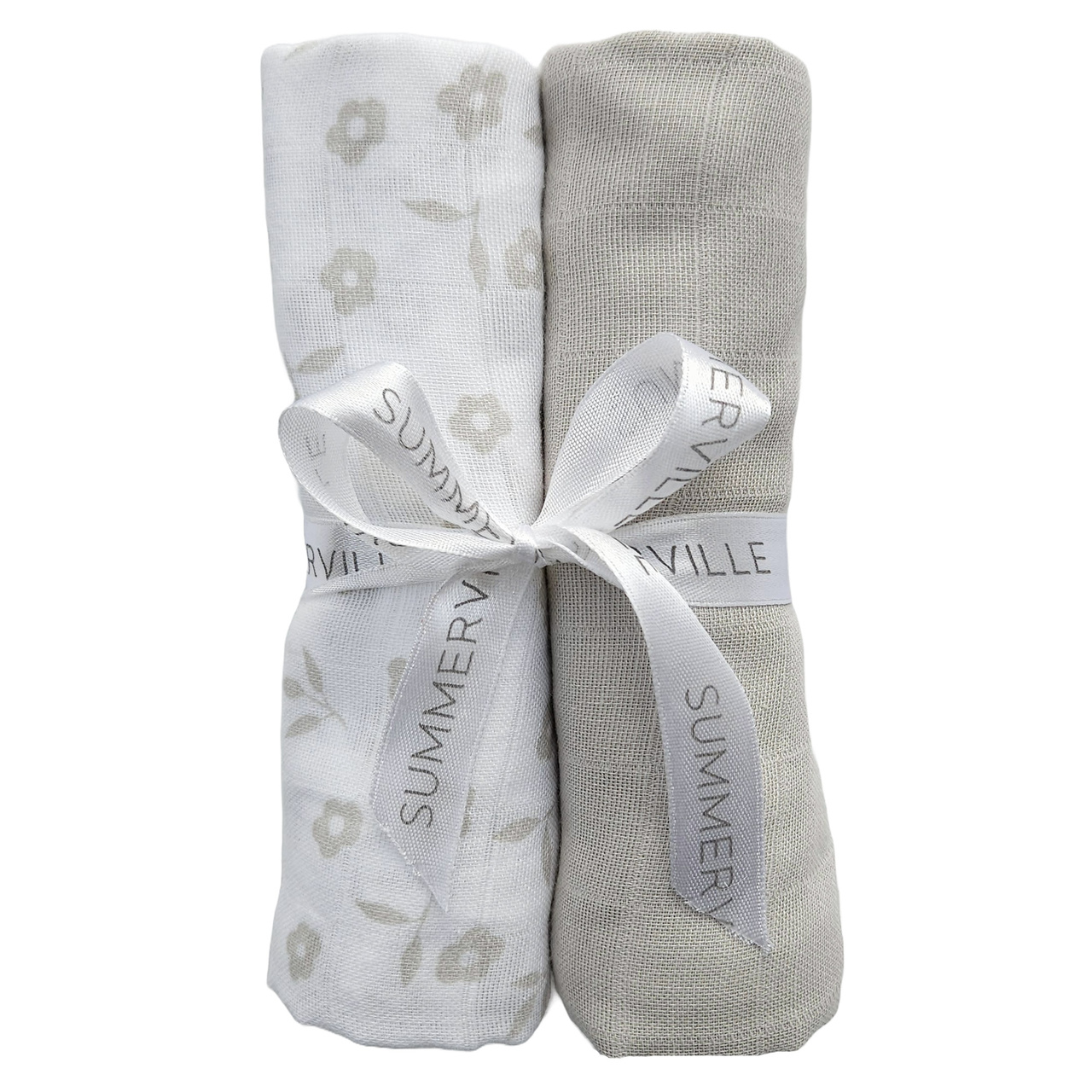Muslin 2-pack petal silver grey GOTS