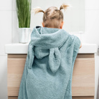 Bath poncho rabbit ice blue GOTS