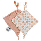 Pacifier cloth 2-pack tropical peachy GOTS
