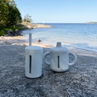 Cup with straw 200 ml silver grey