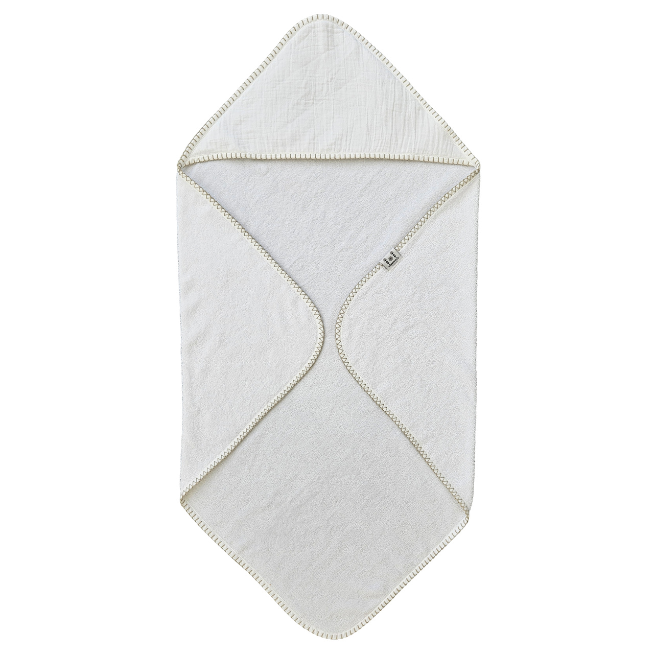 Hooded towel crinkle white GOTS