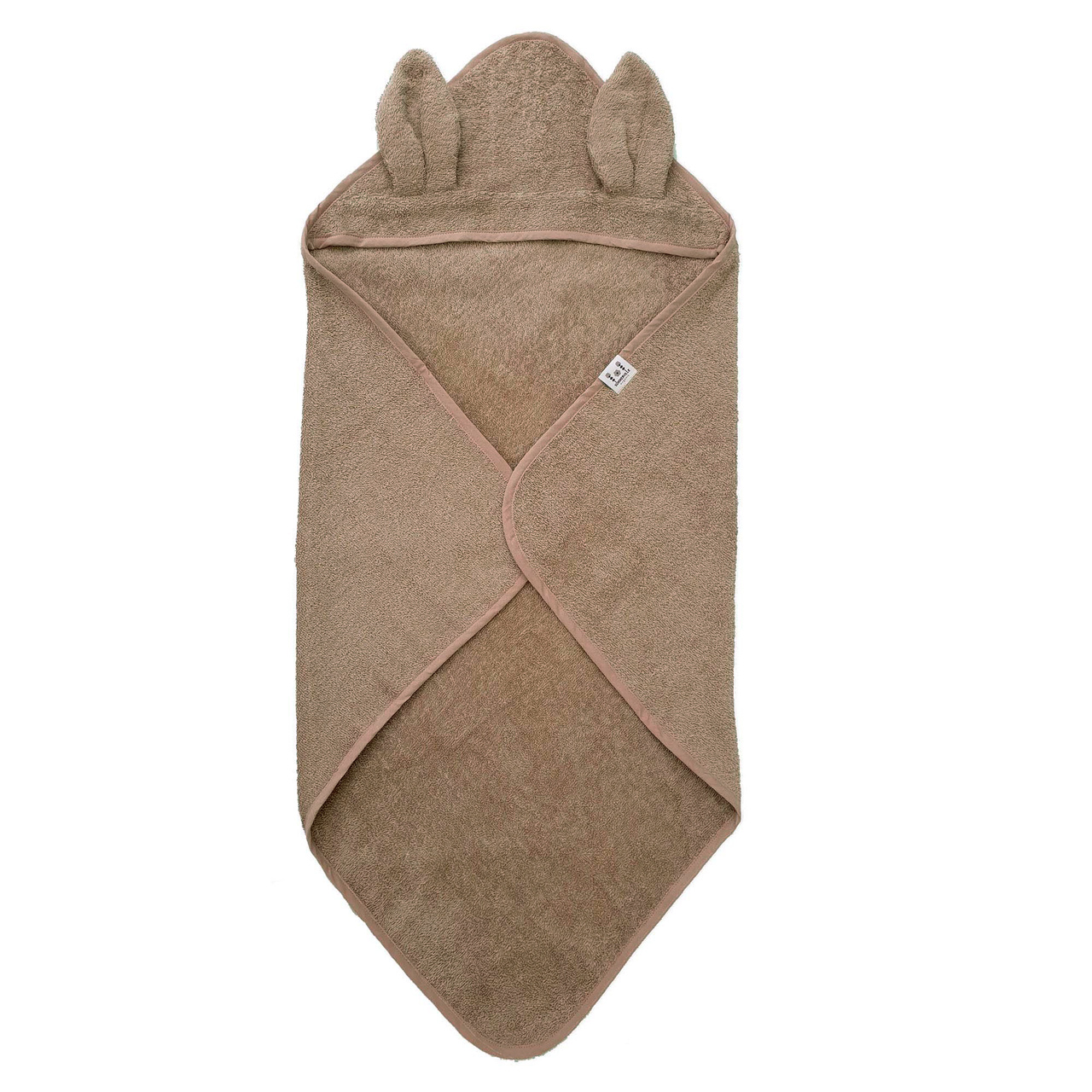 Hooded towel rabbit warm taupe GOTS