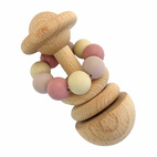 Wooden Rattle Silicone Beads Rose